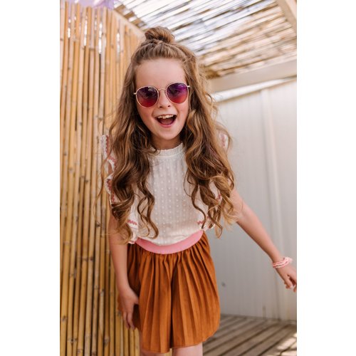 B.Nosy B.Nosy meisjes suede look plisse rok met elastieke tailleband Flame