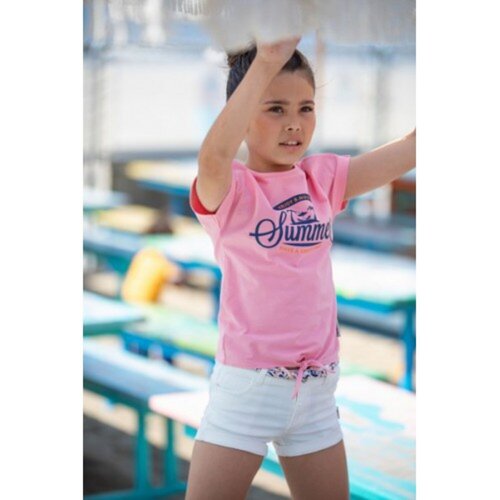 B.Nosy B.Nosy meisjes t-shirt Summer met knoop Punch Pink