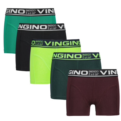 Vingino Vingino jongens ondergoed 5-pack boxers logo tekst Steel Green