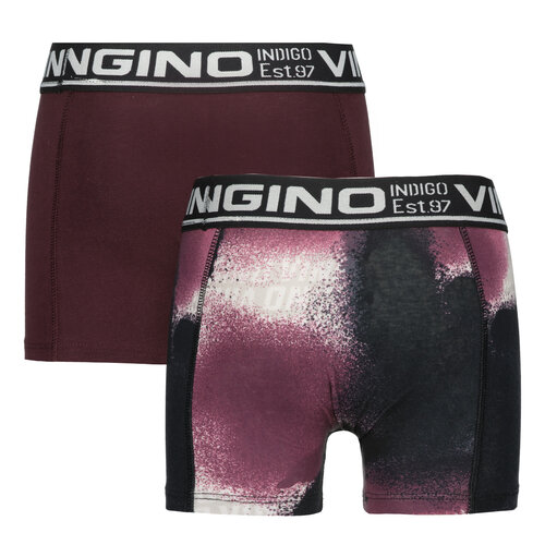 Vingino Vingino jongens ondergoed 2-pack boxers Camou Aubergine Red