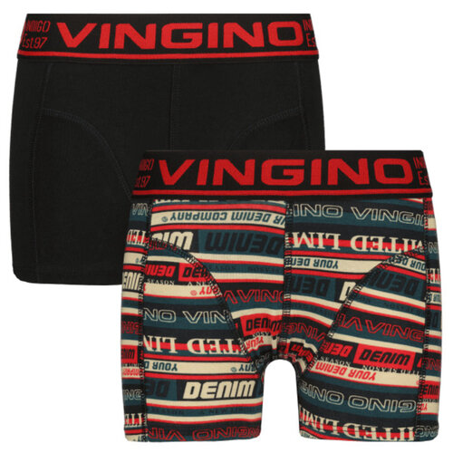 Vingino Vingino jongens ondergoed 2-pack boxers Black Stripe Deep Black