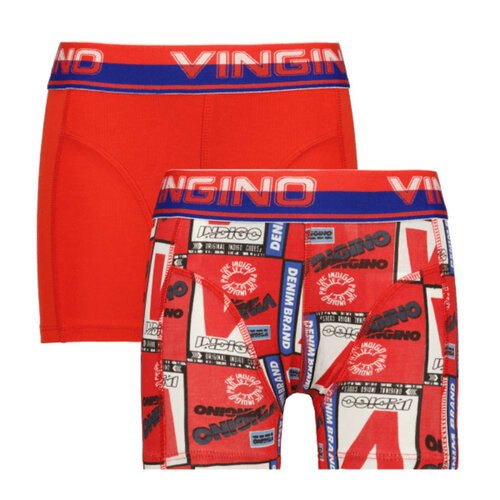 Vingino Vingino jongens ondergoed 2-pack boxers Athletics Flame Red