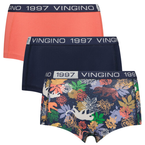 Vingino Vingino meiden ondergoed 3-pack boxers Tigerflower Dark Blue All Over