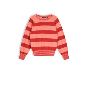 NoNo NoNo meisjes gebreide sweater met strepen Samba Red