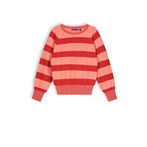 NoNo NoNo meisjes gebreide sweater met strepen Samba Red