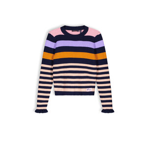 NoNo NoNo meisjes gebreide sweater Kulia met strepen Navy Blazer