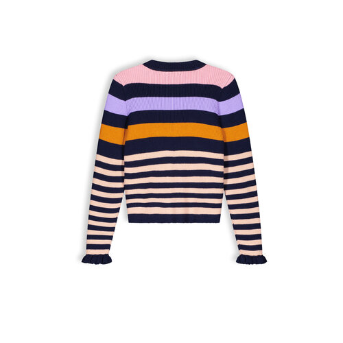 NoNo NoNo meisjes gebreide sweater Kulia met strepen Navy Blazer