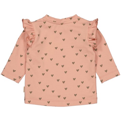 Quapi Quapi newborn baby meisjes shirt Cecile aop Brown Soft Hearts