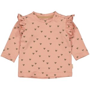 Quapi Quapi newborn baby meisjes shirt Cecile aop Brown Soft Hearts