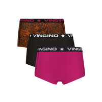 Vingino meiden ondergoed 3-pack boxers Animal Deep Black