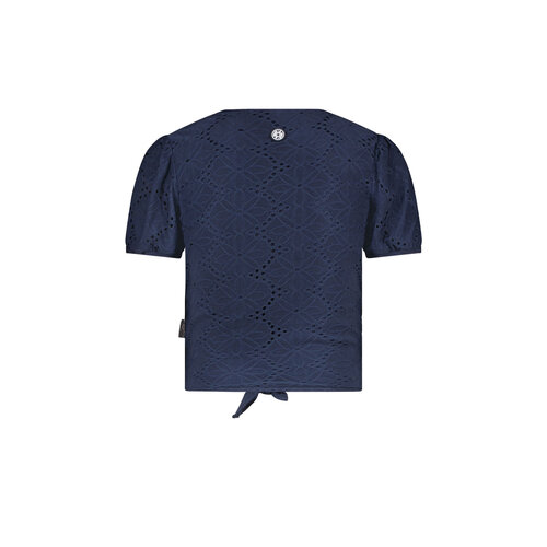 B.Nosy B.Nosy meisjes t-shirt met knoop en pofmouwen Navy