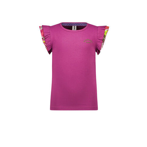 B.Nosy B.Nosy meisjes t-shirt met flower ruches Magenta