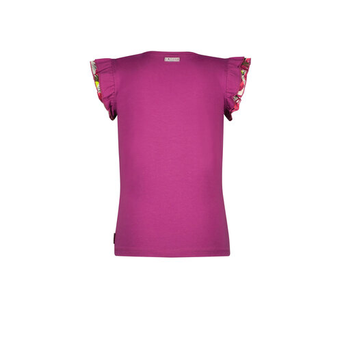 B.Nosy B.Nosy meisjes t-shirt met flower ruches Magenta