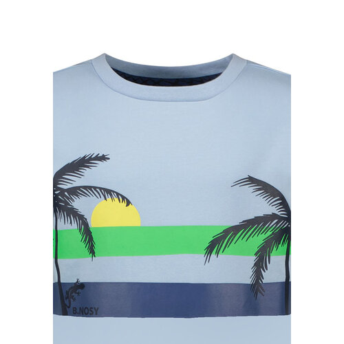 B.Nosy B.Nosy jongens t-shirt Palmtree color print Blizzard Blue