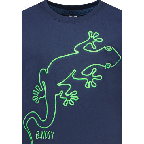 B.Nosy B.Nosy jongens t-shirt Neon Green Gecko Navy