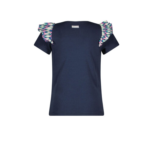 B.Nosy B.Nosy meisjes t-shirt met ruches op de schouders Navy