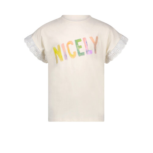 NoNo Nono meisjes t-shirt Kebou Happy print Pearled Ivory