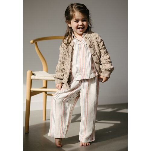 Quapi Levv meisjes mouwloze blouse Miep aop Taupe Stripe