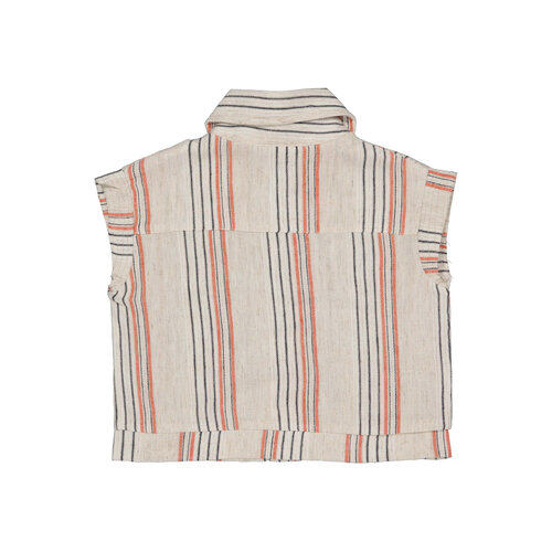 Quapi Levv meisjes mouwloze blouse Miep aop Taupe Stripe