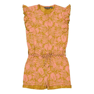 Quapi Quapi meisjes korte mouwen jumpsuit Belle aop Pink Leaves