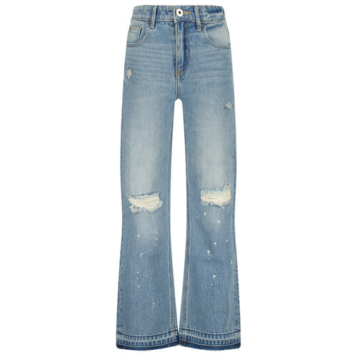 Vingino Vingino meiden jeans Cato Destroy Wide Leg Fit Mid Blue Wash