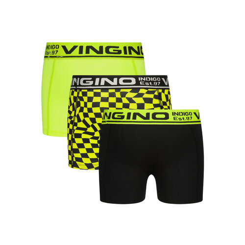 Vingino Vingino jongens ondergoed 3-pack boxers Check Neon Yellow