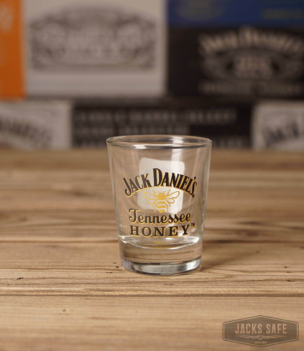 JACK DANIEL'S - Honey - Shot - Black and Yellow Print - Bee on bottom