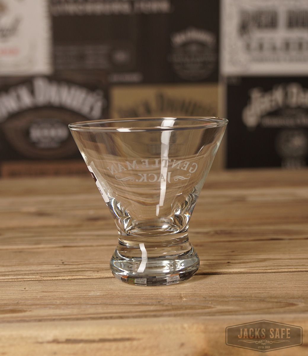 JACK DANIEL'S - Gentleman Jack - MARTINI STYLE GLASS - HEAVY - THICK BOTTOM - MIRROR PRINT