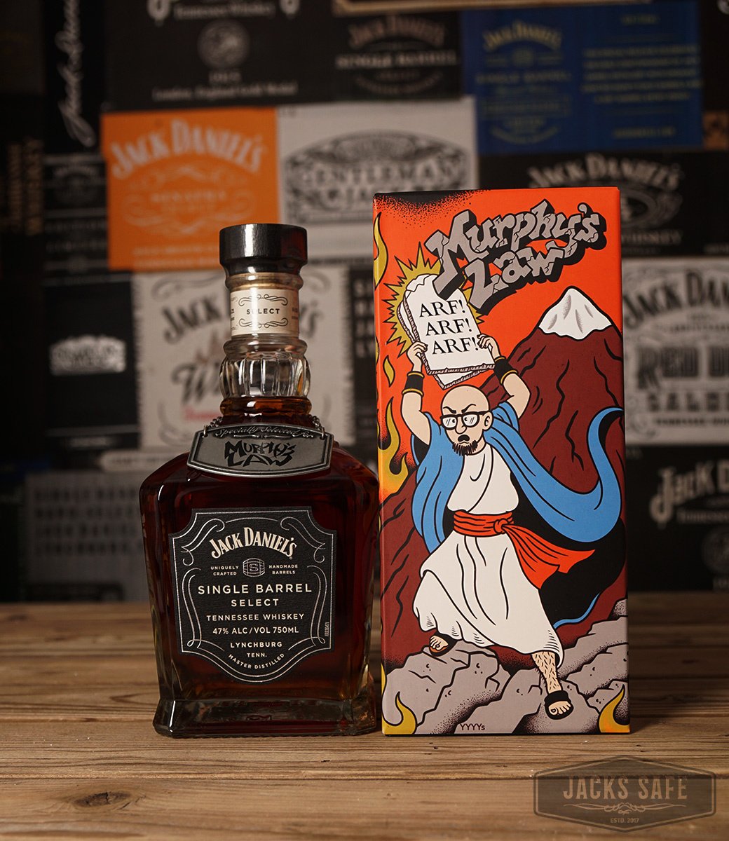 JACK DANIEL'S - Single Barrel - Select - Personal Collection - MURPHY'S LAW - USA - 47% - 9.10.21 - ETCHED - TAG - GUITARPICK - CUSTOM BOX