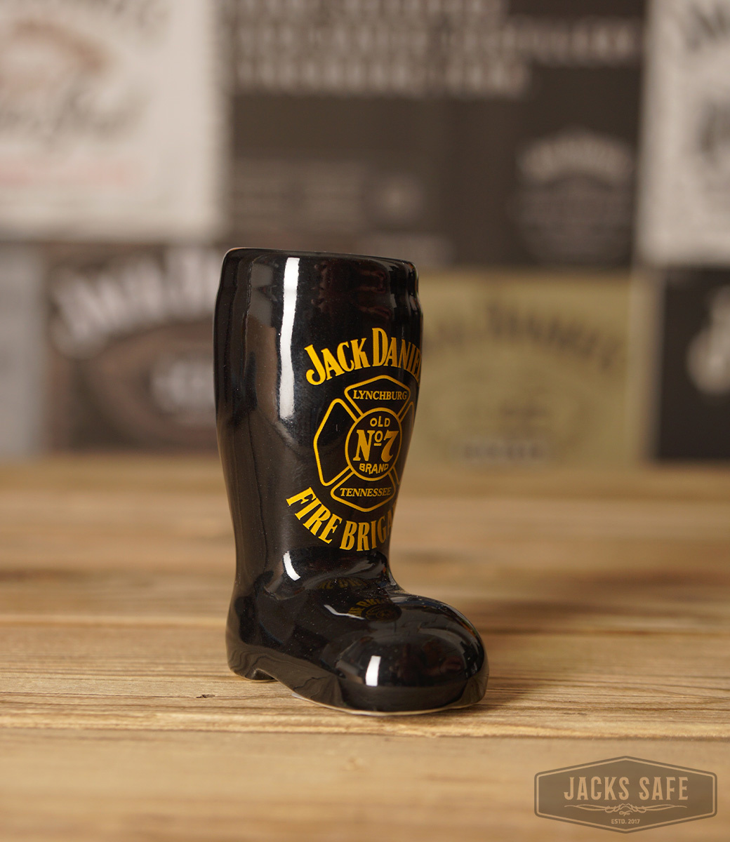 Jack Daniel's Shot glass FIRE BRIGADE BOOT SHAPED USA Jack's Safe