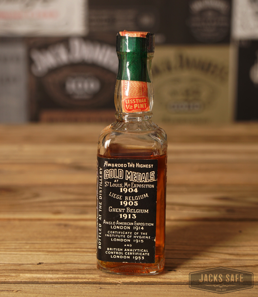 JACK DANIEL'S BLACK LABEL mini 1/10 Pint 1960'S Embossed 5