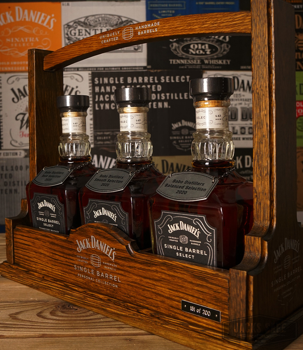 JACK DANIEL'S - Single Barrel - CADDY - BOBO DISTILLERS - PUB ART - 181 OUT OF 200 - COMPLETE - BOTTLES - BOXES