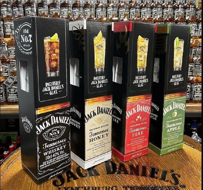 JACK DANIEL'S - HONEY - GIFTSET - NETHERLANDS - 700ML - LONGDRINK GLASS - 2022