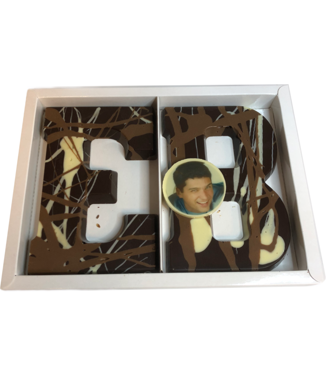 doppelte Art-Déco Schokoladenbuchstaben mit Foto