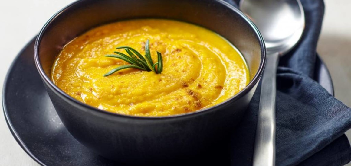 Sopa de calabaza de alto valor proteico