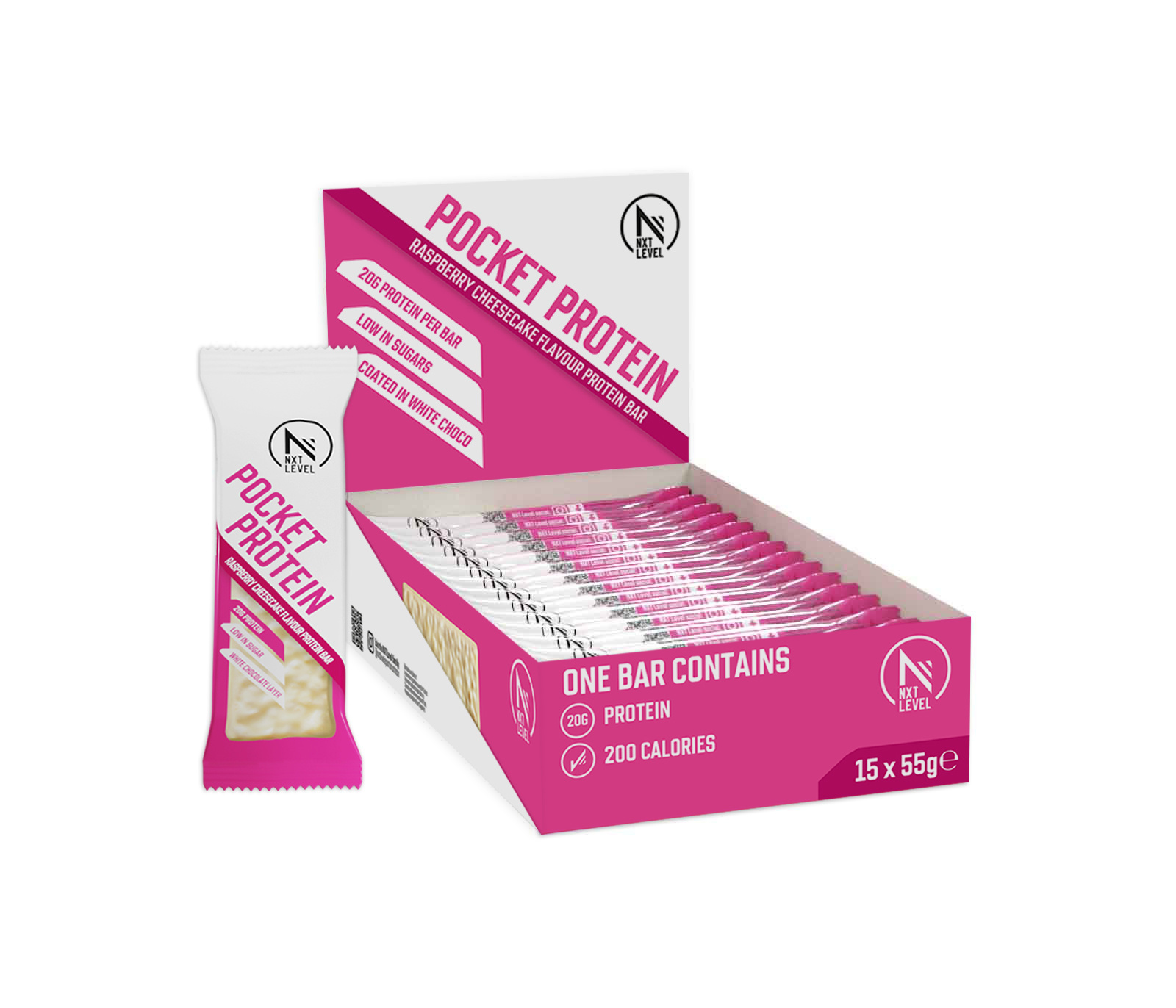 Pocket Protein Raspberry Cheesecake 15 Bars NXT Level Sports