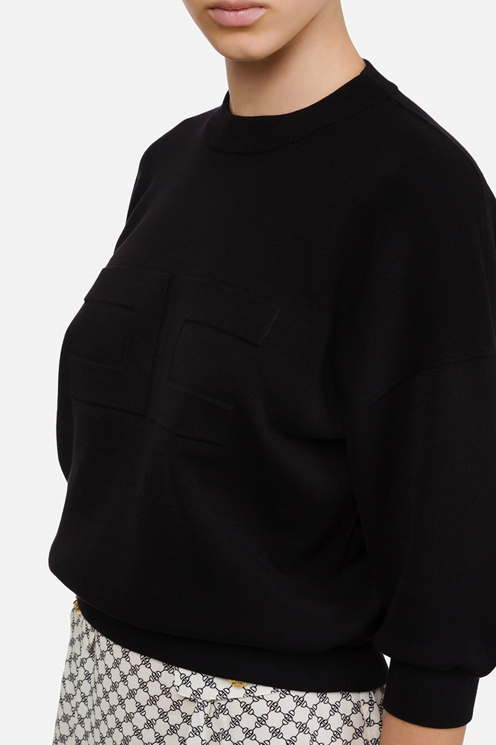 ELISABETTA FRANCHI Elisabetta Franchi zwarte sweater met logo