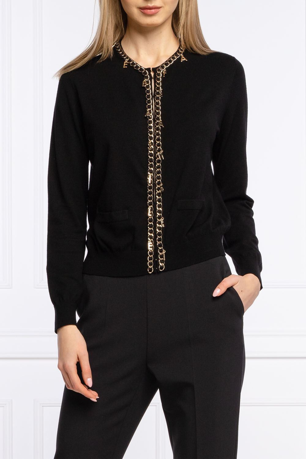 ELISABETTA FRANCHI Elisabetta Franchi zwart vest met bedels