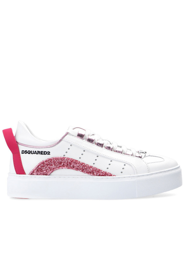 DSQUARED2 Dsquared2 witte 551 sneaker met roze glitter