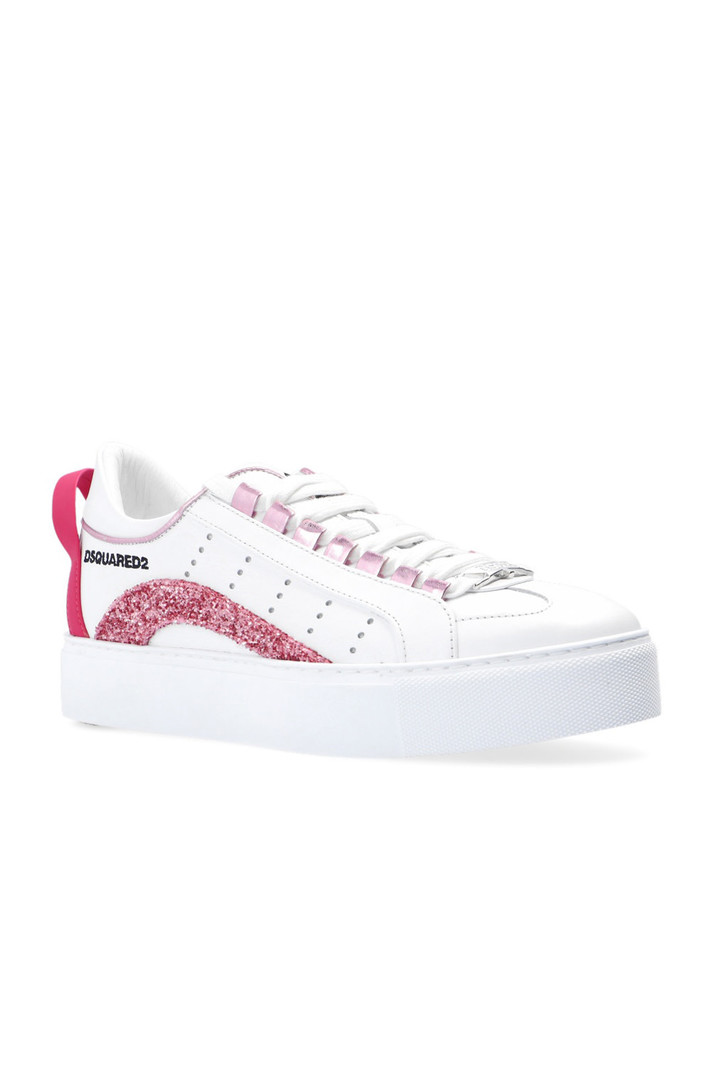 DSQUARED2 Dsquared2 witte 551 sneaker met roze glitter