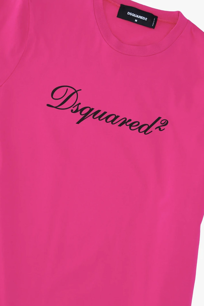 DSQUARED2 Dsquared2 roze cursief logo t-shirt