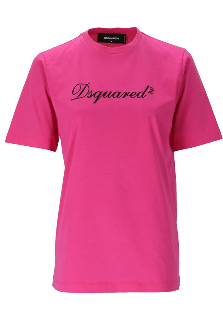 DSQUARED2 Dsquared2 roze cursief logo t-shirt