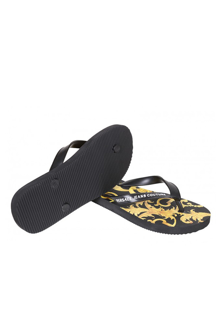 Versace Jeans Couture slippers in barok print Zwart