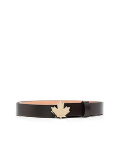 DSQUARED2 Dsquared2 bruine riem met gouden blad