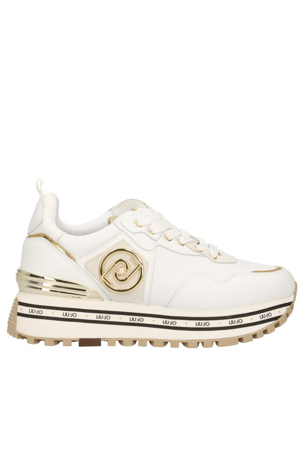 LIUJO sneaker MAXI WONDER met gouden logo WIT - Dresscode