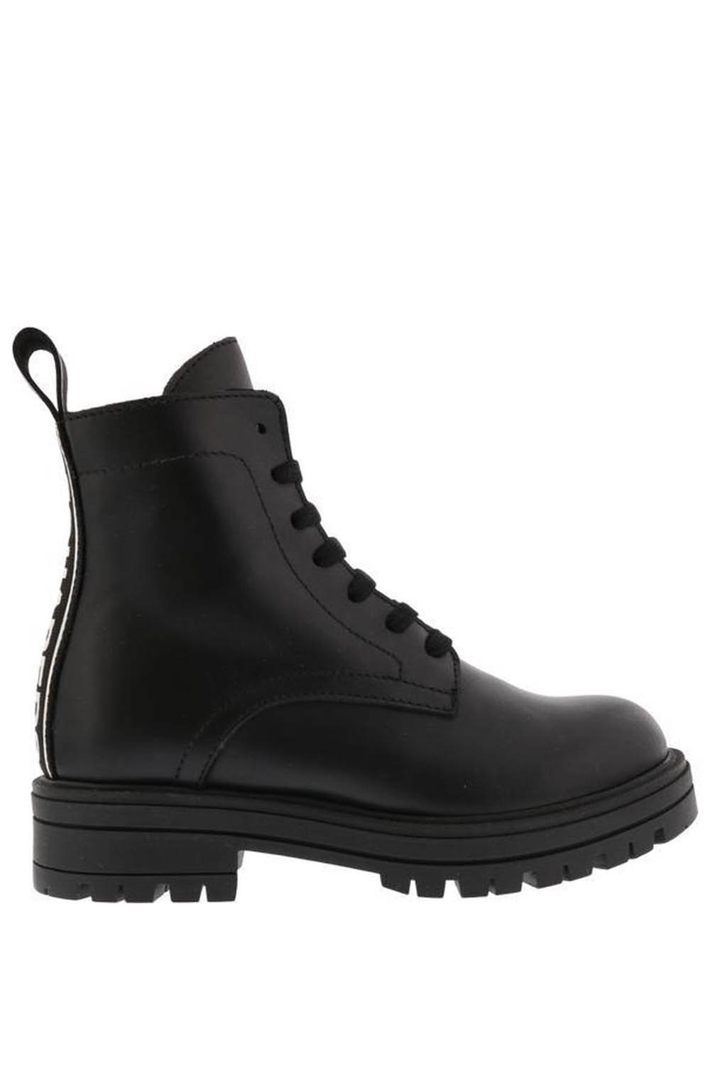 DSQUARED2 zwarte biker boots met logotape achterzijde