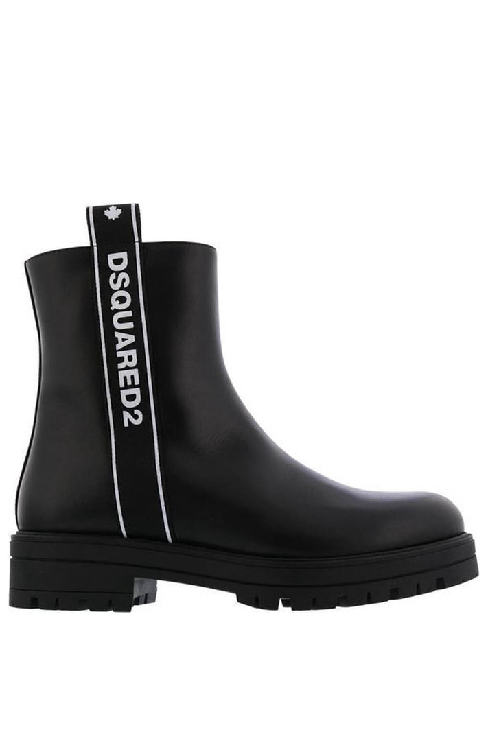 DSQUARED2 biker boots logotape zijkant ZWART - Dresscode
