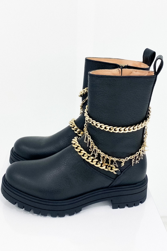 Inleg noodsituatie verkiezen Elisabetta Franchi laarzen met gouden ketting Zwart - Dresscode