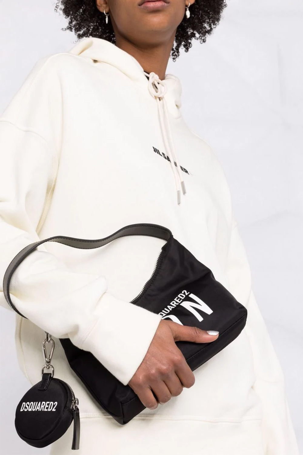 Z (S(UPER SALE Dsquared2 ICON nylon hand tas Zwart