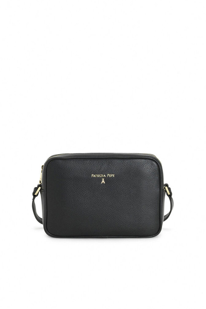 PATRIZIA PEPE Patrizia Pepe crossbody tas met goudkleurige letters en logo Zwart